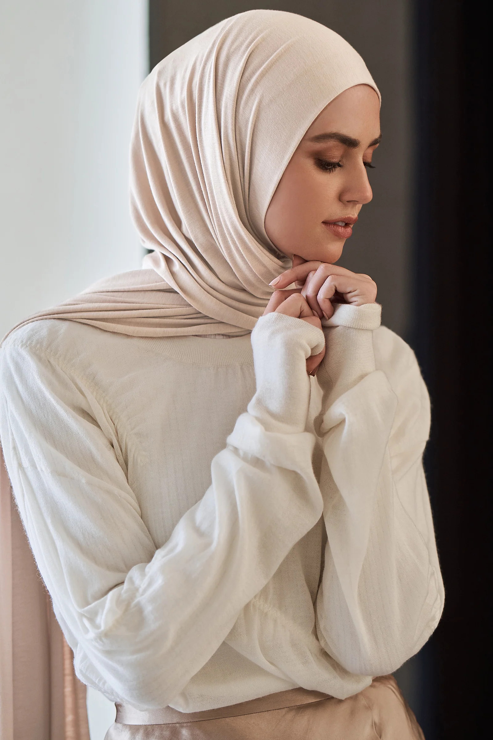 Light Beige Premium Jersey Hijab | Haute Hijab