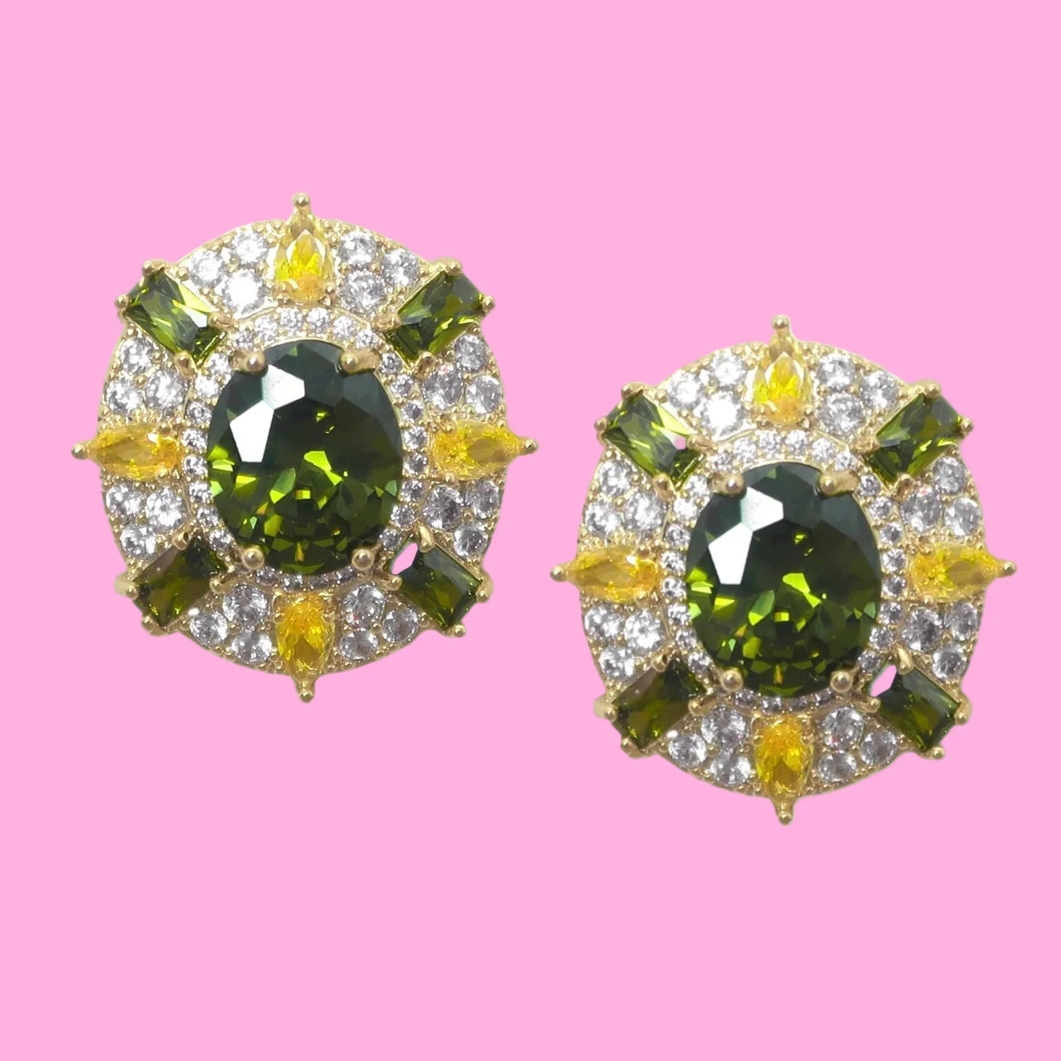 Olive & Canary Oval Luxe Statement Earrings | Teggy French