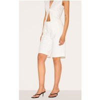 Tall White Premium Linen Look Tailored Jorts | PrettyLittleThing US