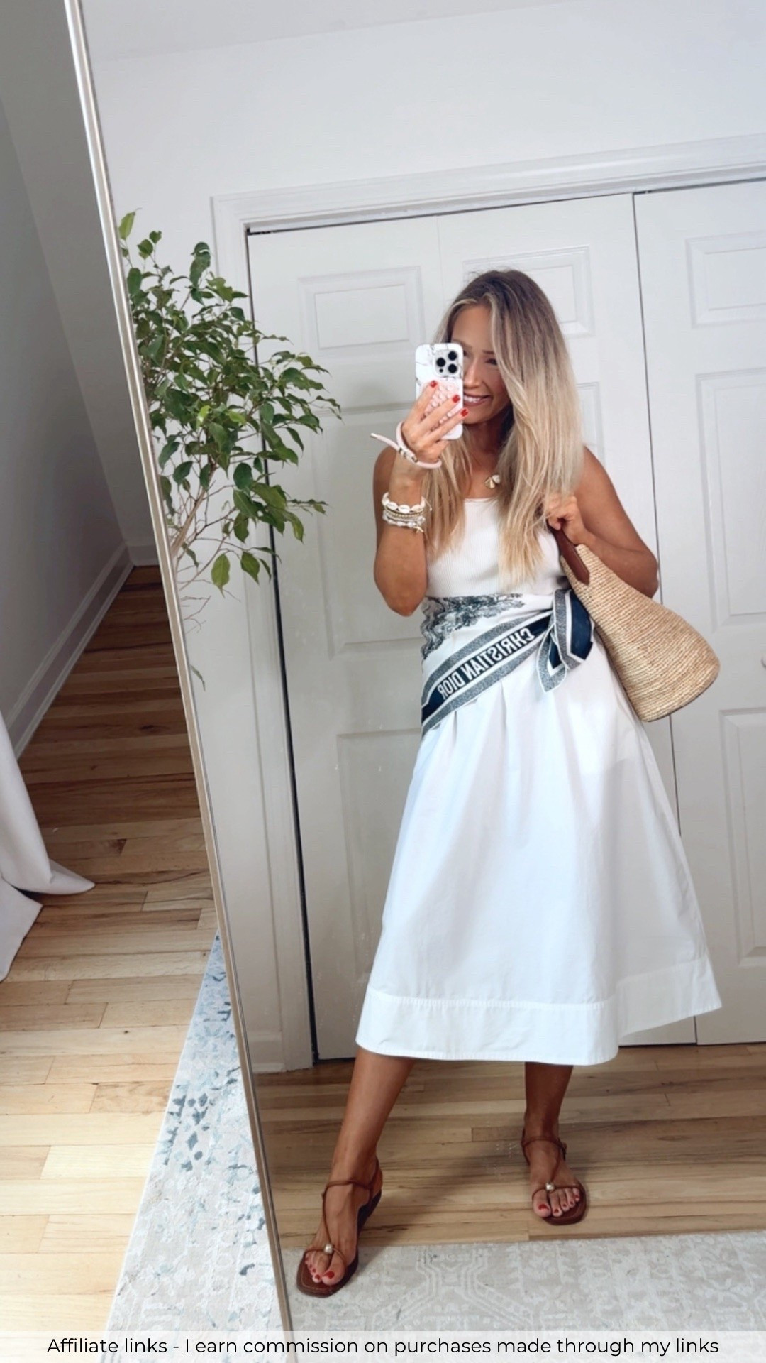 Affiliate links - I earn commission on purchases made through my links | easy summer outfit idea
Scarf styling
White skirt