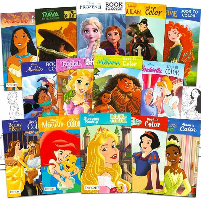 14 Disney Princess Small Coloring Books for Kids Ages 4-8, 2-4 - Bulk Coloring Bundle Classroom R... | Amazon (US)