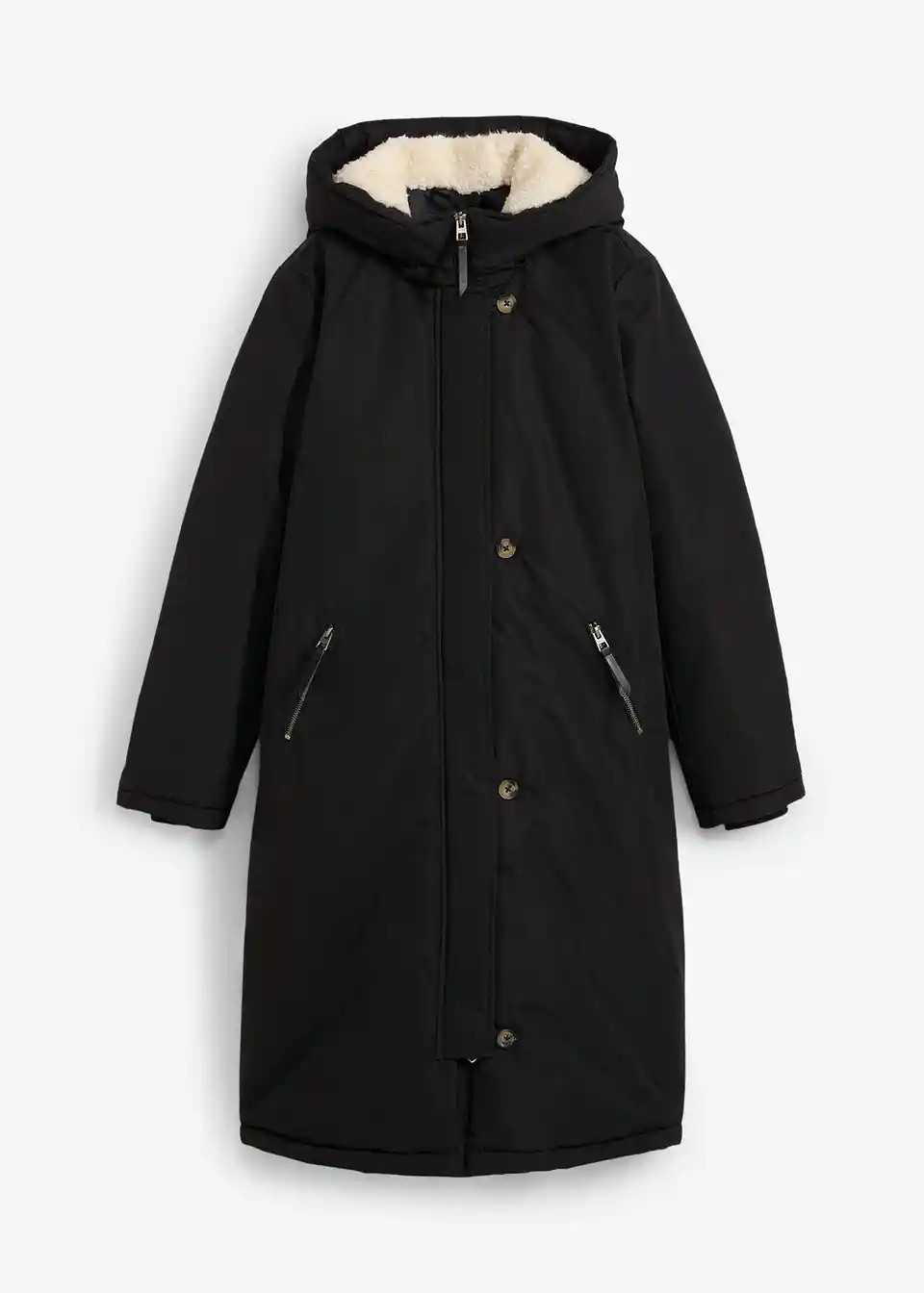 Wintermantel mit Teddyfell in der Kapuze | Bonprix DE