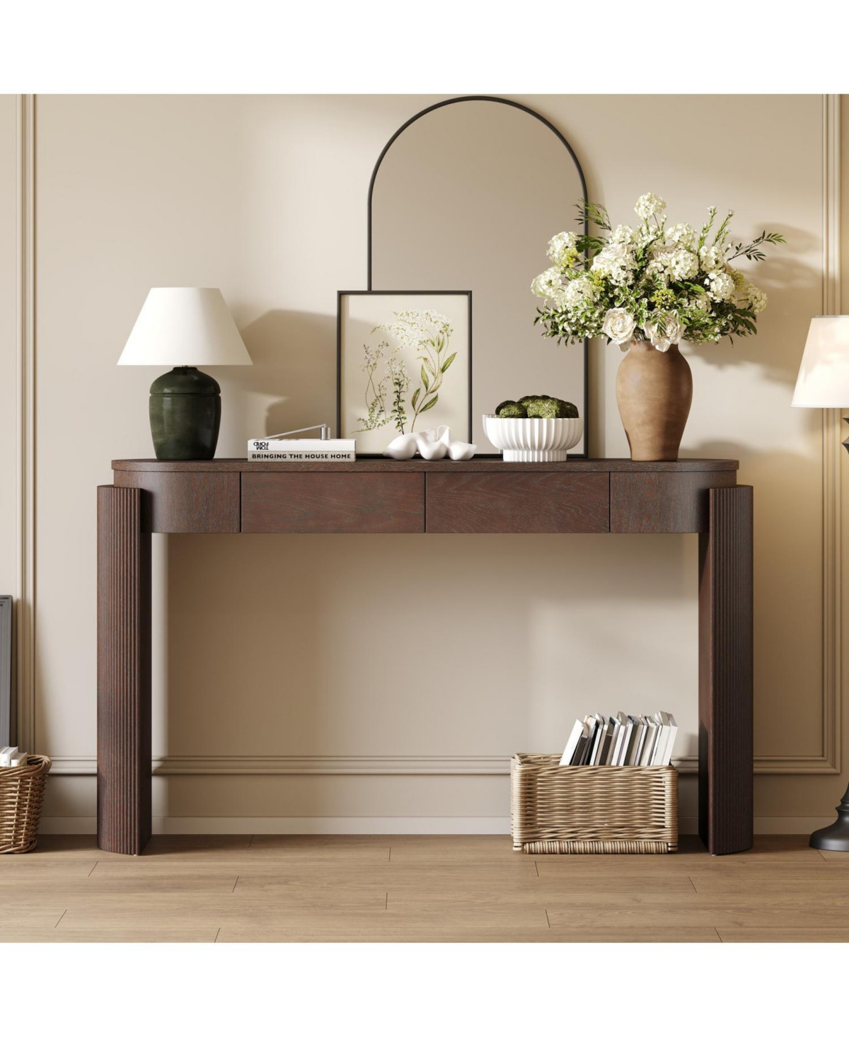 Streamdale Furniture Espresso Entryway Console Table - Fluted Design & 2 Drawers - Espresso | Macy's