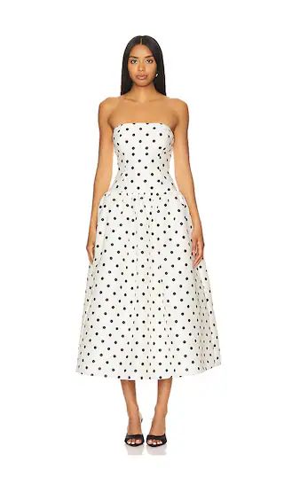 Polka Dot Midi Dress in Cream | Revolve Clothing (Global)