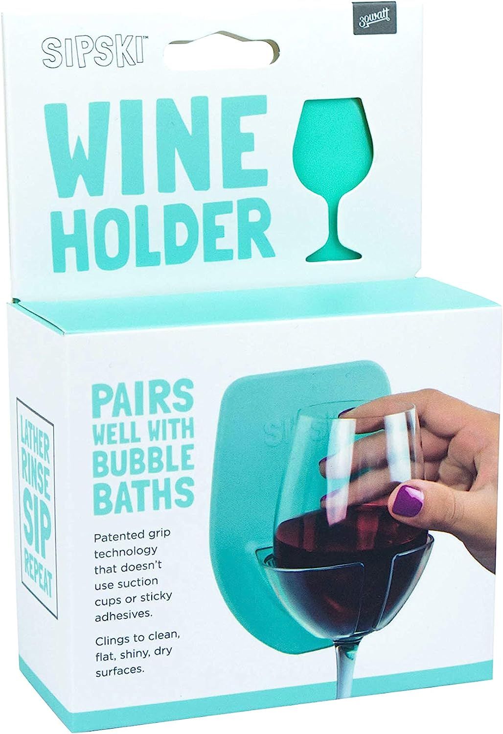 30 Watt Sipski | Silicone Wine Glass Holder for The Bath & Shower | Give The Gift of Relaxation | Amazon (US)