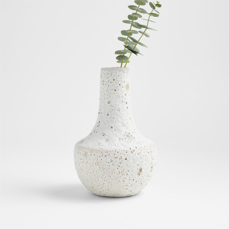 Ema Small White Ceramic Vase 8" + Reviews | Crate & Barrel | Crate & Barrel