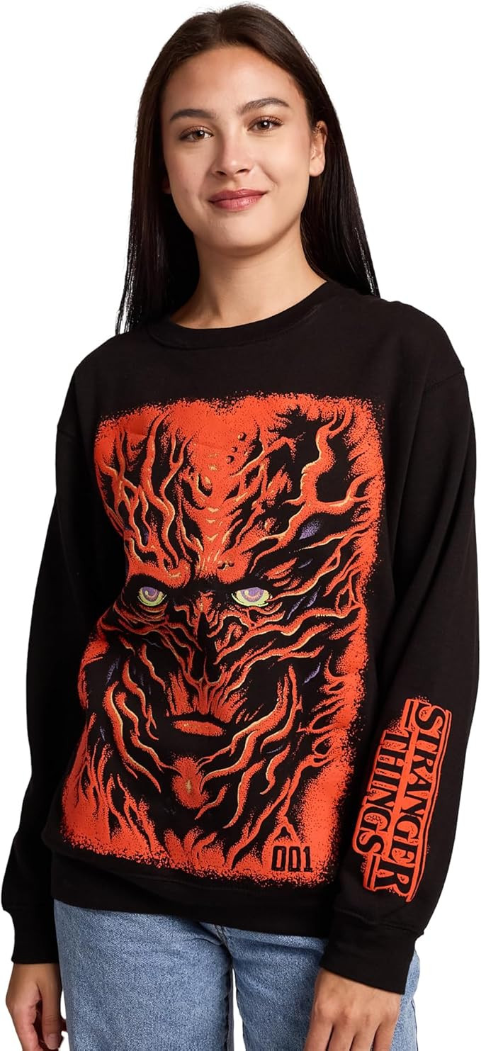 Bioworld Stranger Things Vecna Puff Print on Men's Black Sweatshirt | Amazon (US)
