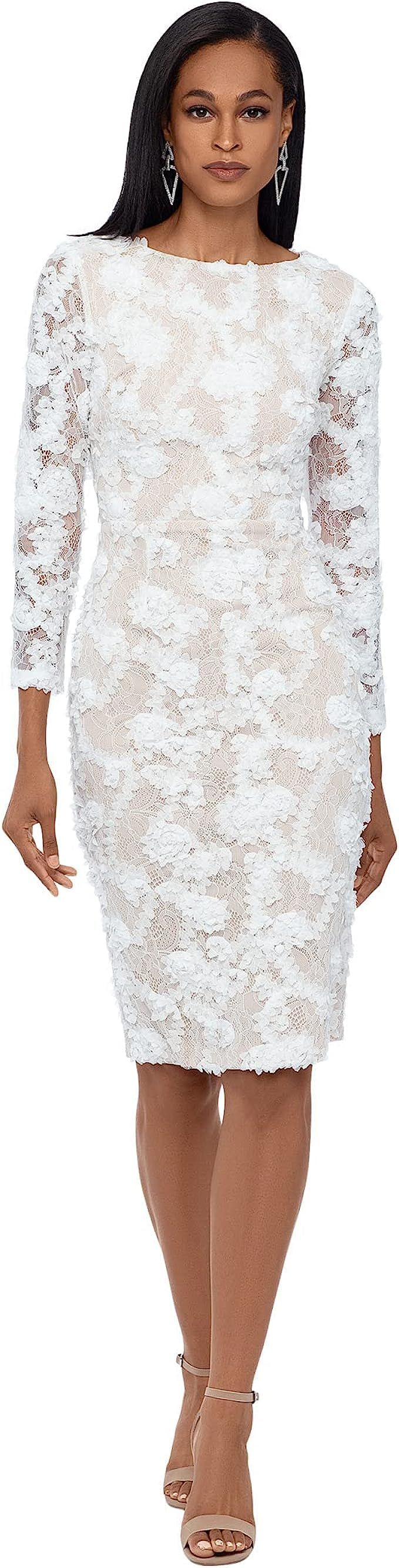 Xscape womens Long Sleeve Lace Soutache Short Dress | Amazon (US)