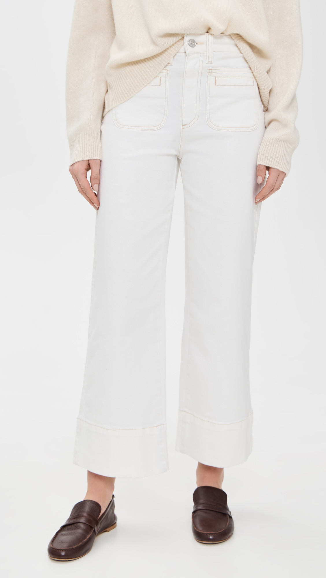 PAIGE Anessa Wide Leg Jeans Toasted Ecru 30 | Shopbop