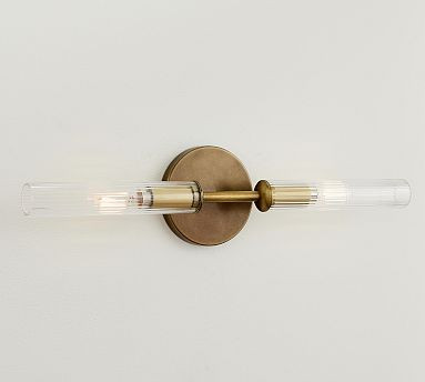 Cooper Ribbed Glass Double Tube Sconce (20") | Pottery Barn (US)