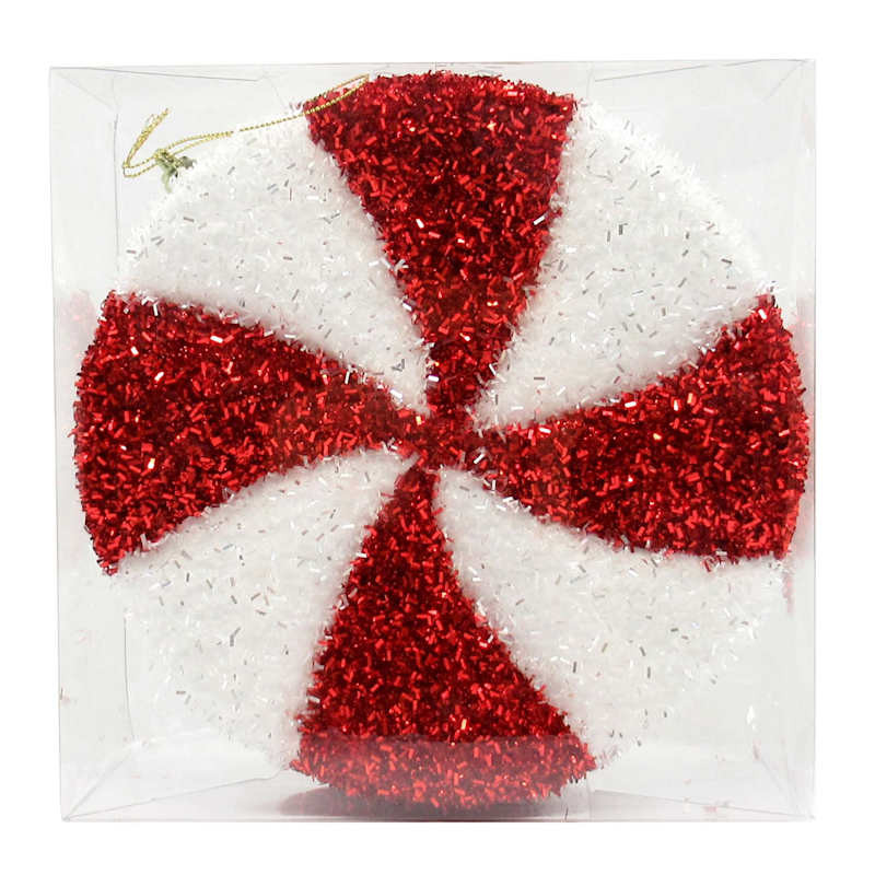 Red & White Candy Disk Ornament, 8" | At Home