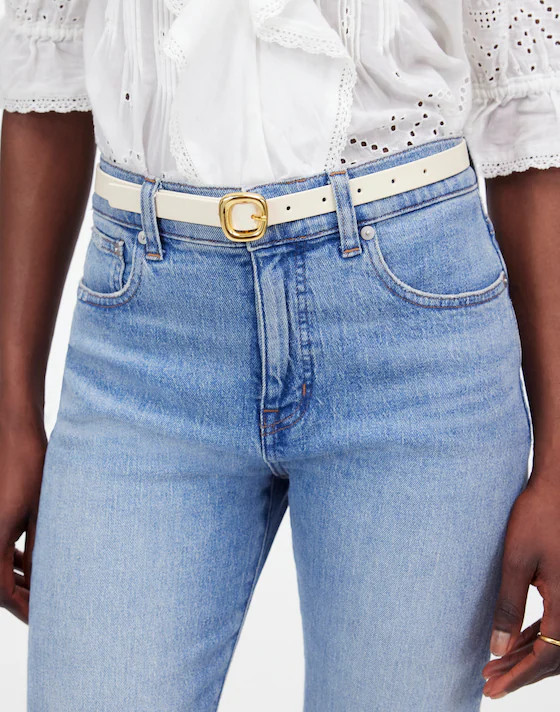 Sculptural Buckle Leather Skinny Belt | Madewell