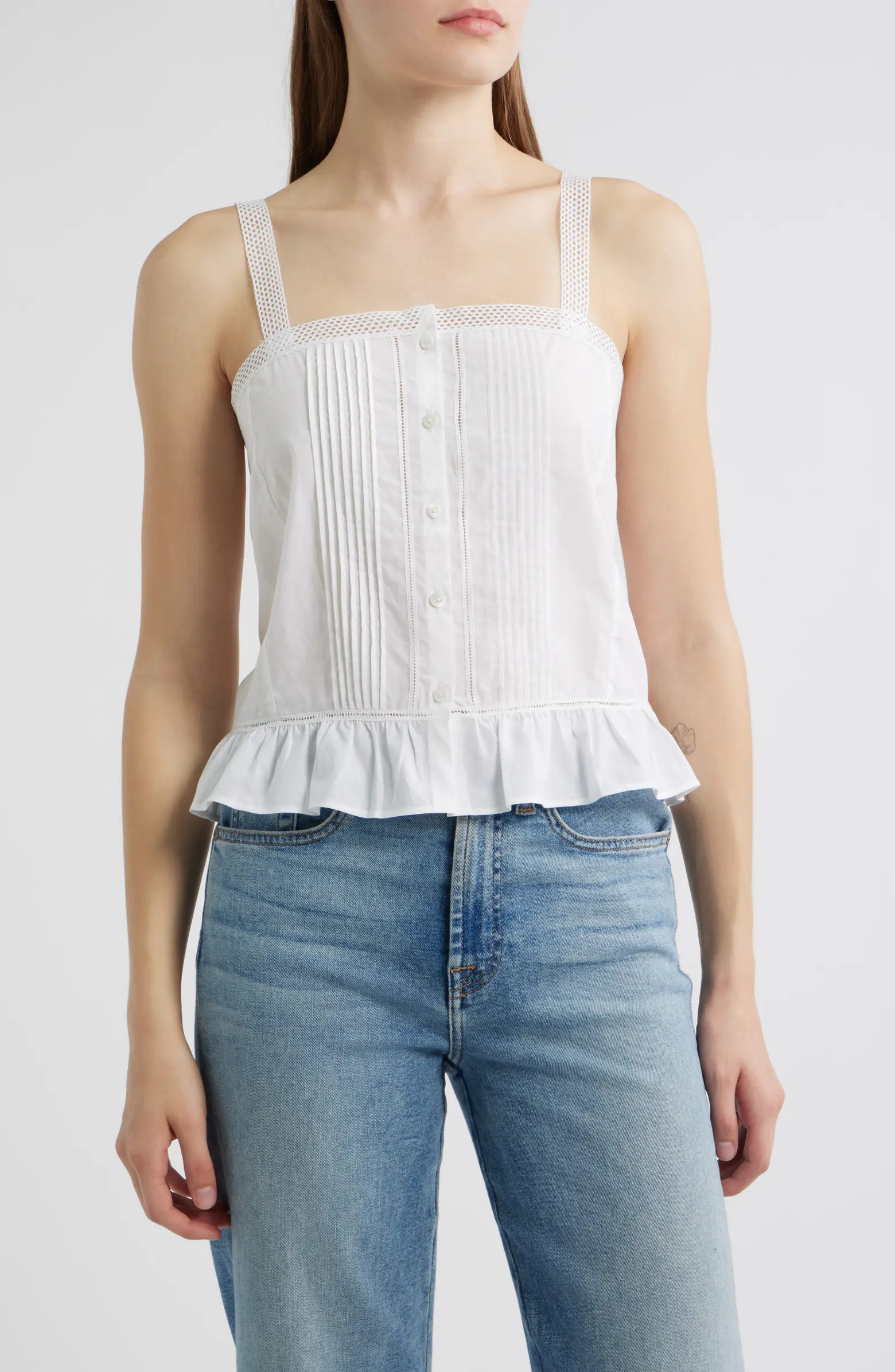 Alex Mill Ruby Pintuck Pleat Cotton Camisole | Nordstrom | Nordstrom