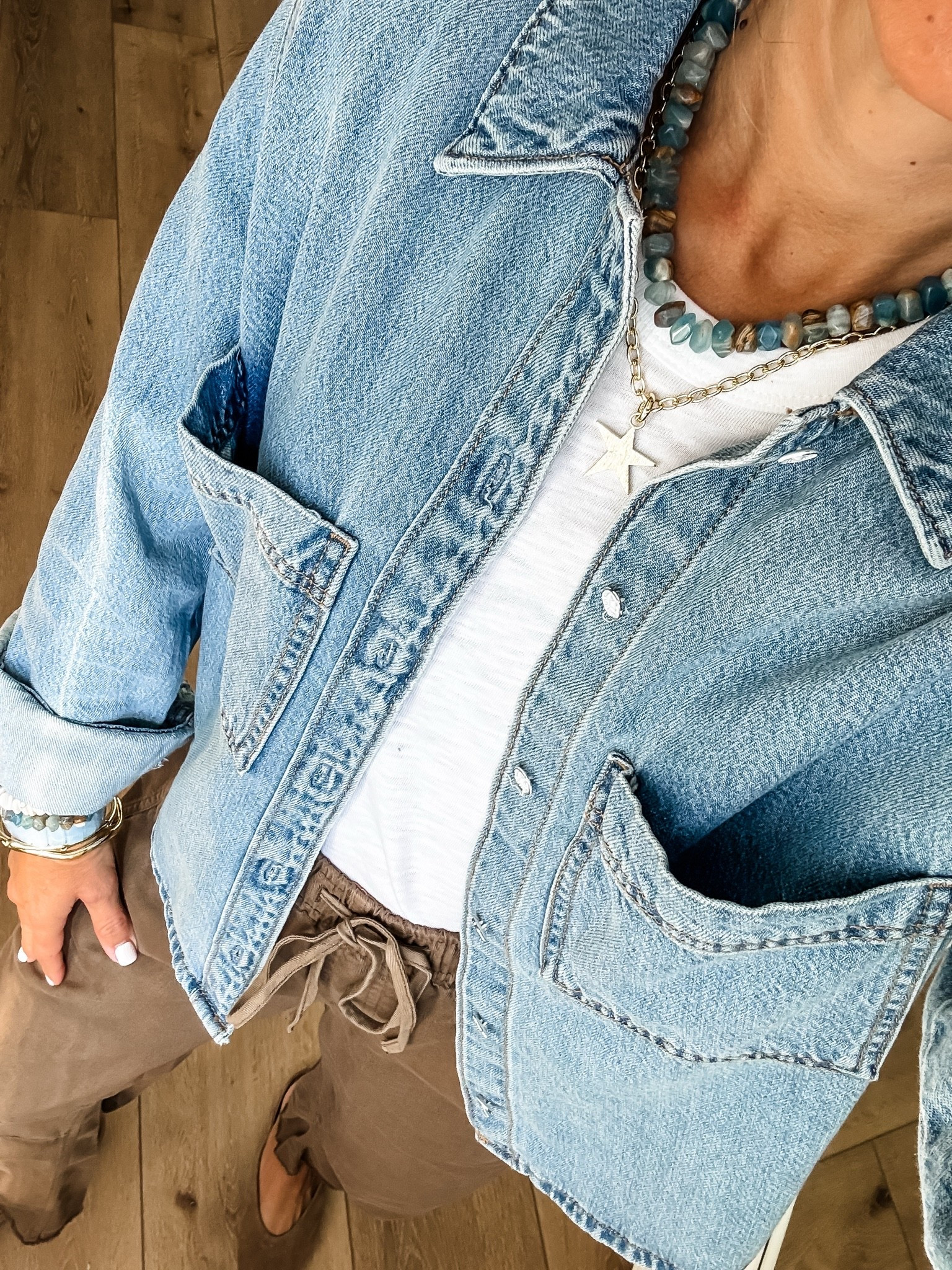 Small denim shirt. Pants XS. Target style.