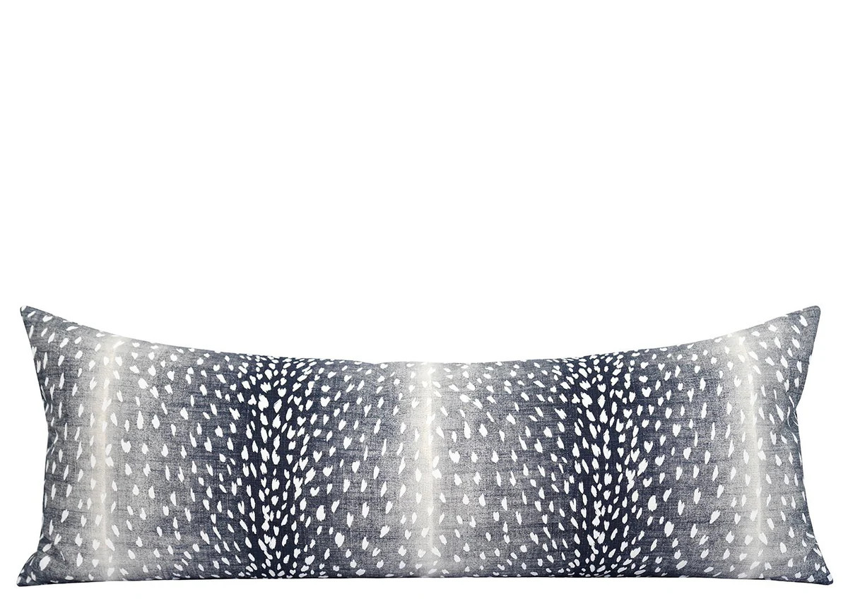 Extra Long Lumbar Navy Antelope Pillow Cover | Land of Pillows