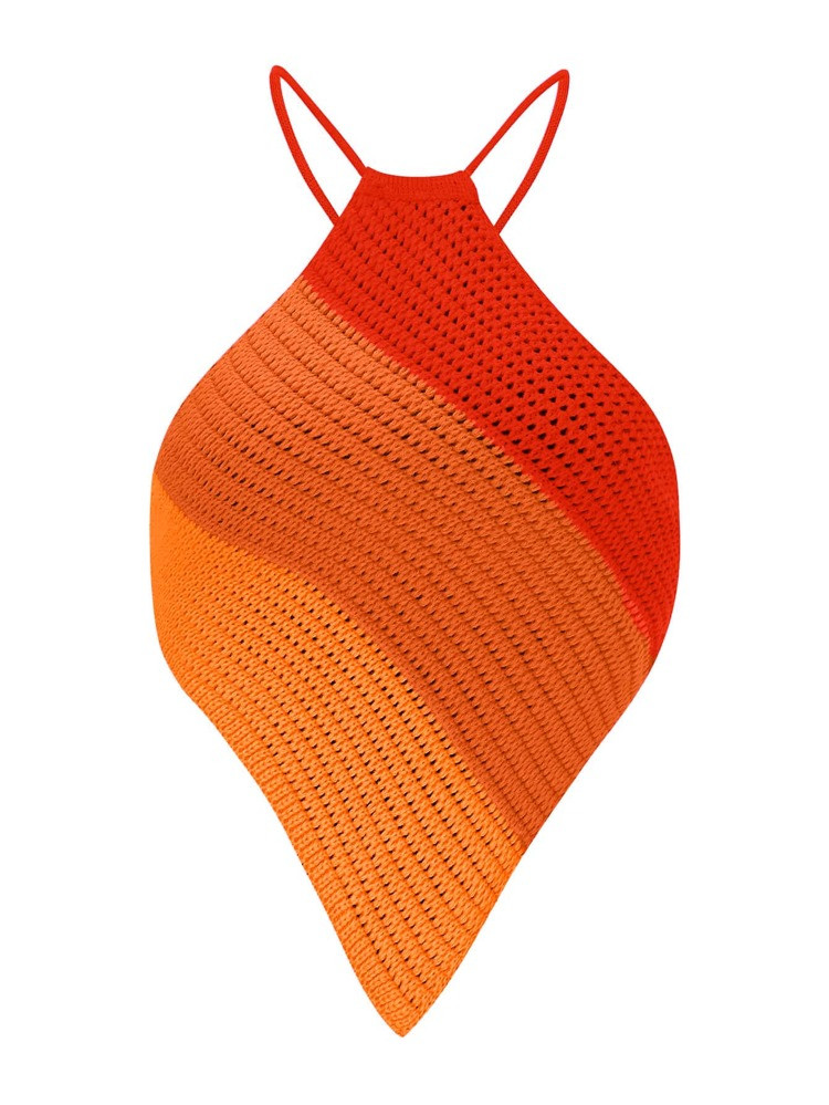 SHEIN ICON Colorblock Backless Asymmetrical Hem Knit Top | SHEIN