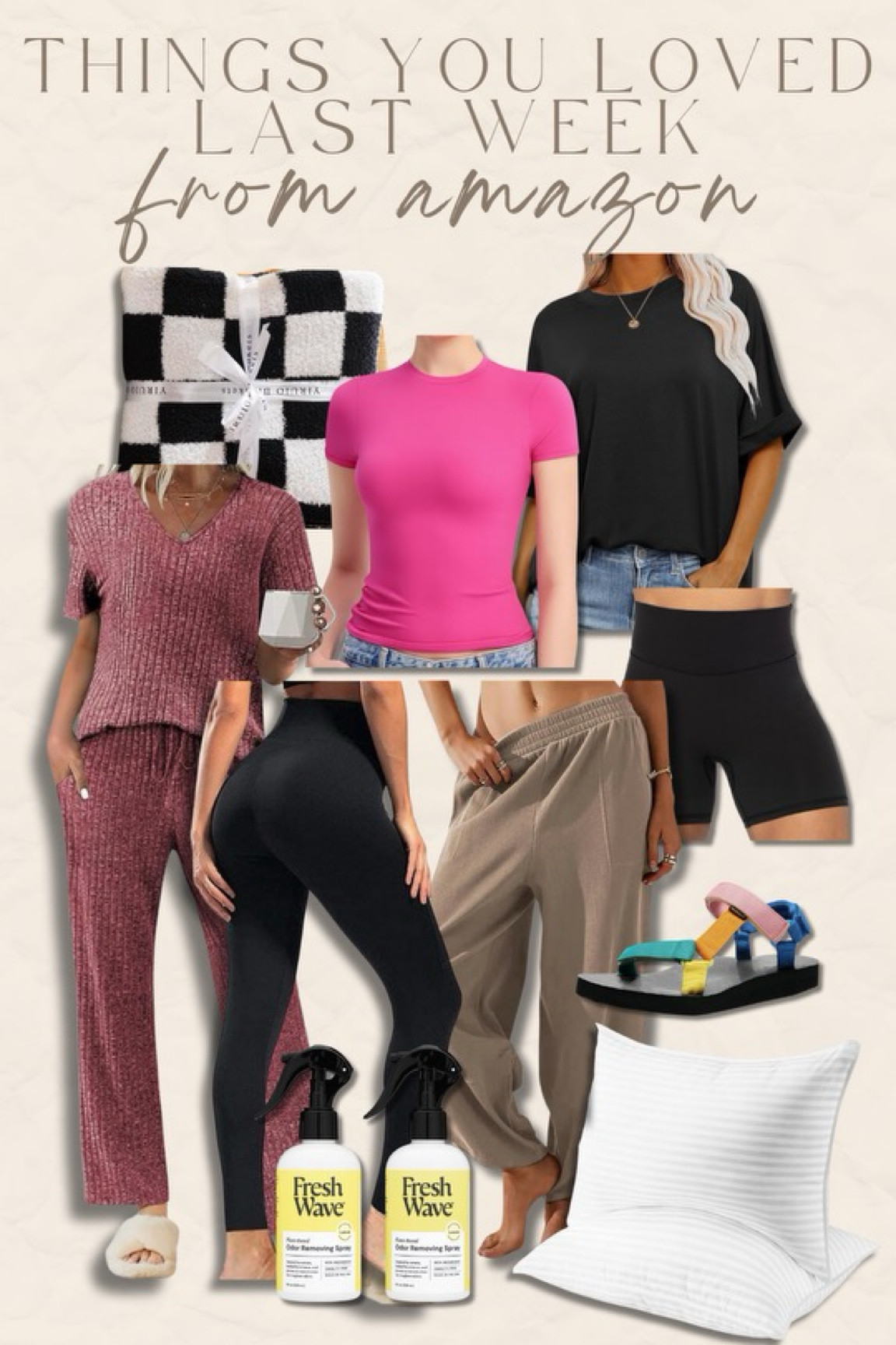 Top sellers from last week, all Amazon! Size large in the tops // sized up to an XL in the pajama set // size S-M in the leggings (go by the Amazon size chart) // sized up to an XL in the lounge pants // biker shorts sized up to an XL // sandals are true to size // pillows are the king size down 

#LTKFindsUnder50 #LTKMidsize #LTKStyleTip