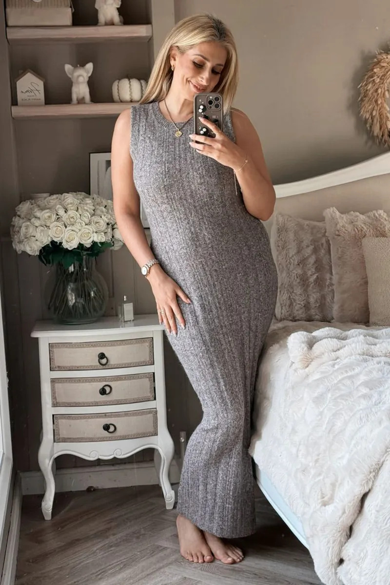 Recycled Crew Neck Knit Co-Ord Midaxi Dress | In The Style