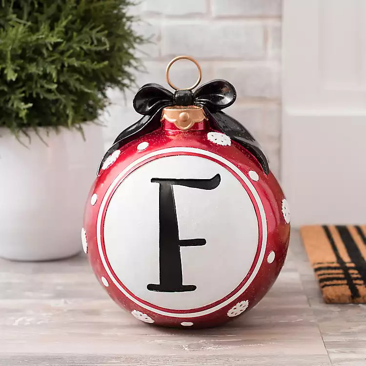 Snowflake and Bow Monogram F Ornament Statue | Kirkland's Home