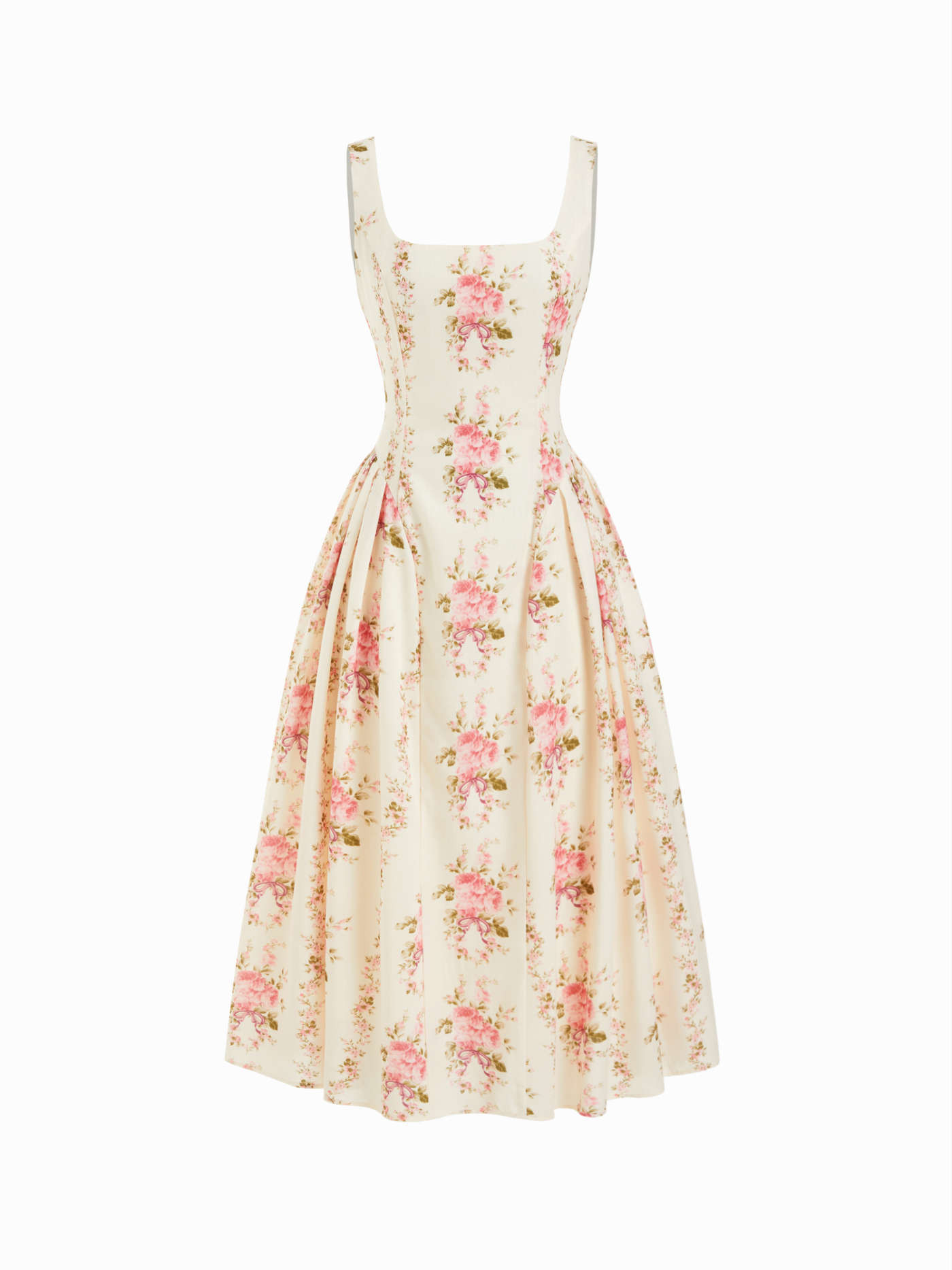 Woven Floral Square Neck Flared Maxi Dress For Daily Casual Date | Cider