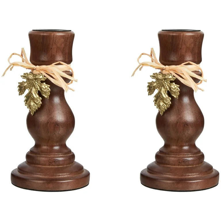 My Texas House 2 Pack Brown Wood Candlesticks, 3" x 3" | Walmart (US)