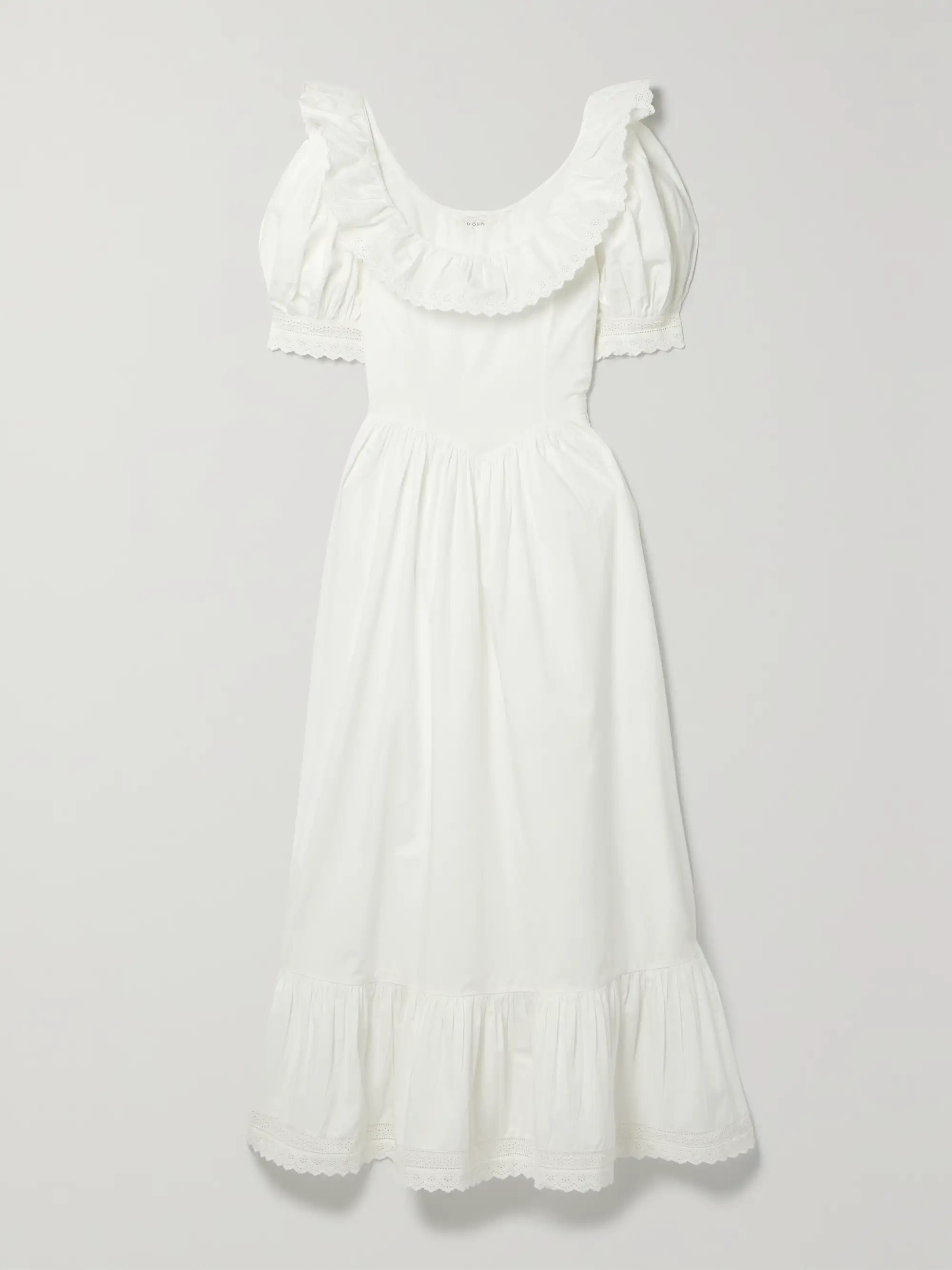 + NET SUSTAIN Lupine broderie anglaise-trimmed organic cotton-poplin maxi dress | NET-A-PORTER (US)