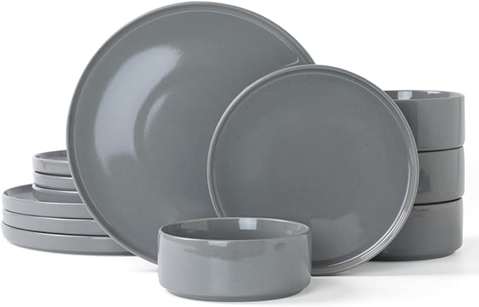 Famiware Nebula Plates and Bowls Set, 12 Pieces Dinnerware Sets, Dishes Set for 4, Cinnamon Brown | Amazon (US)