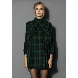 Green Tartan Dolly Dress with Big Bow | Chicwish