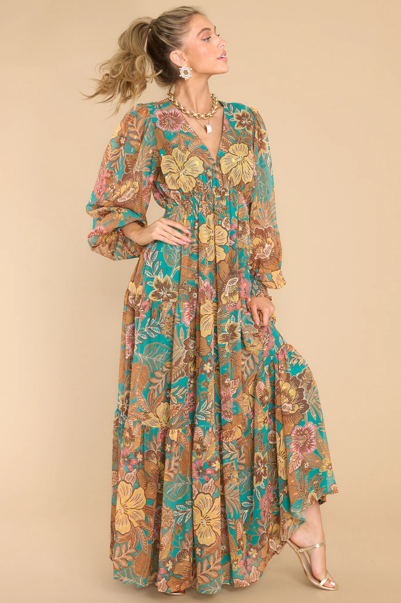 Confetti Crush Teal Multi Maxi Dress | Red Dress 