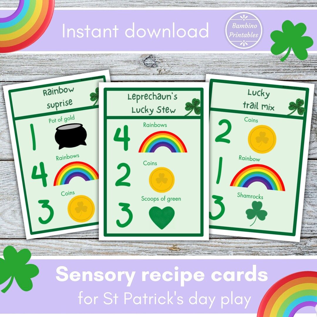 St Patricks day sensory bin cards, St Patricks day printable, preschool maths, St Patricks recipe... | Etsy (AU)