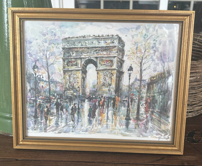 Vintage Original Watercolor Painting Arc de Triomphe Paris Street Signed Framed | eBay US