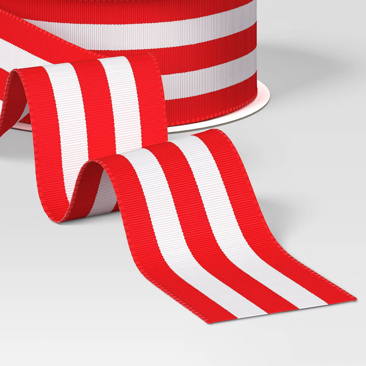 1.5" Striped Fabric Christmas Ribbon 15' Red/White - Wondershop™ | Target