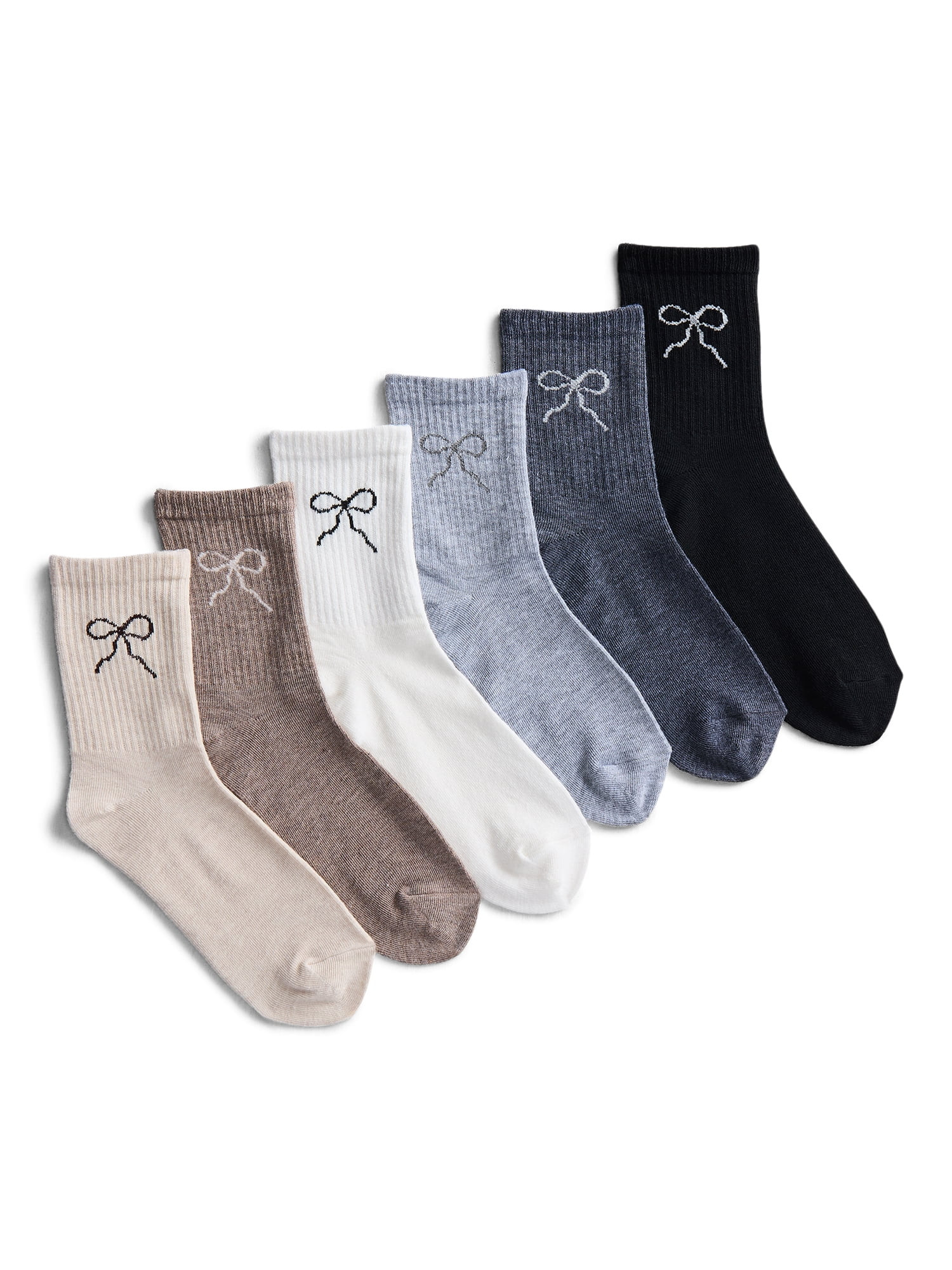 No Boundaries Ribbed Mid Crew Socks, 6-Pack, Women's, Shoe Sizes 4-10 | Walmart (US)