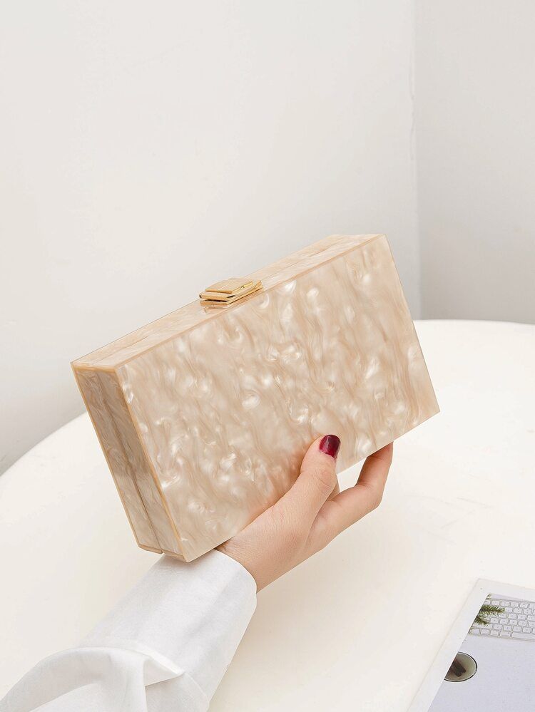 Marble Pattern Chain Box Bag | SHEIN