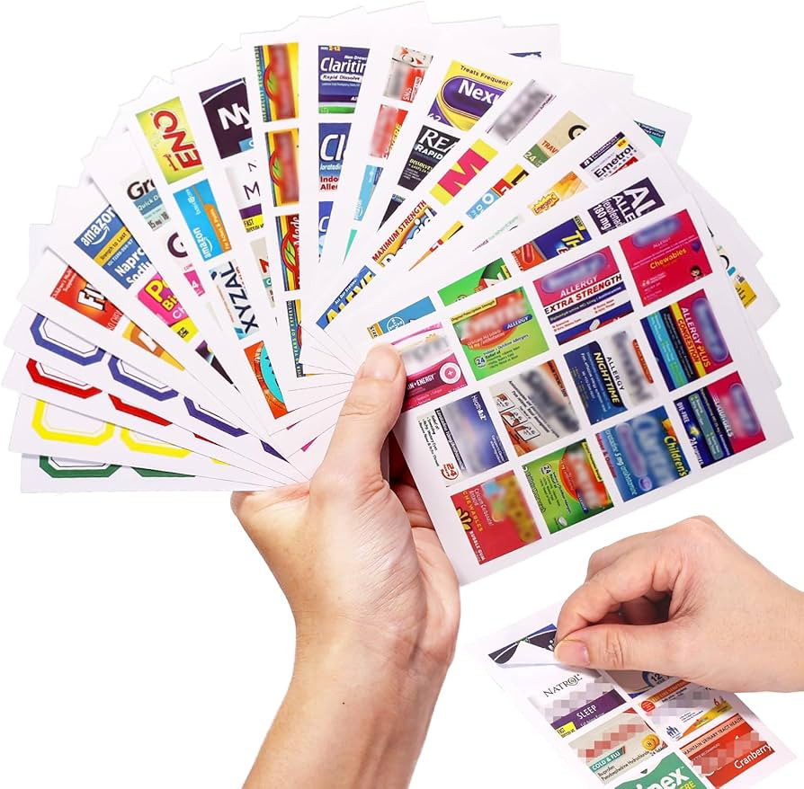 383Pcs Pill Organizer Medicine Labels, Medicine Stickers Travel Daily Pill Container Labels with ... | Amazon (US)