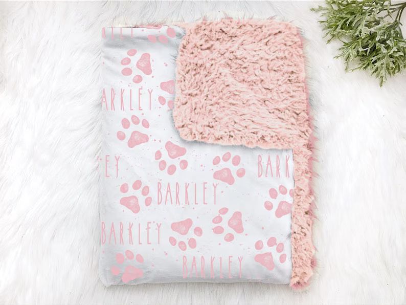 Pink Personalized Dog Blanket Girl Custom Pet Blanket Cat Blanket Crate Blanket Scent Blanket | Etsy (US)