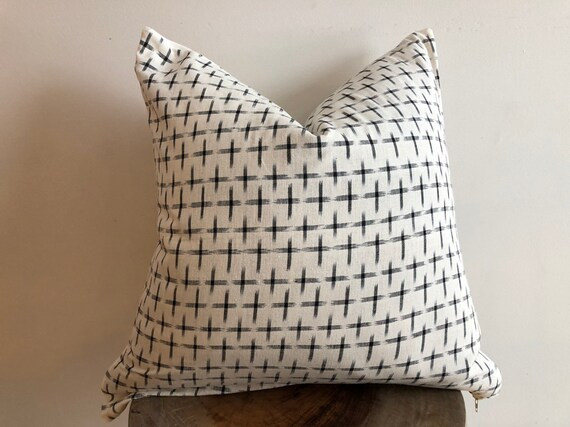 Kufri karuso ikat natural black striped designer fabric pillow | Etsy | Etsy (US)