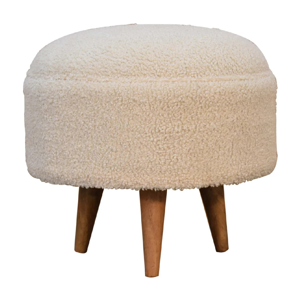 Cream Boucle Rounded Footstool - Walmart.com | Walmart (US)