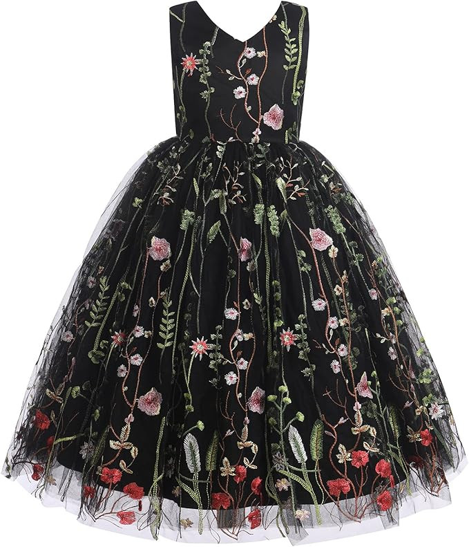 IDOPIP Embroidery Flower Girl Lace Dress for Kids Wedding Pageant Party First Communion Dresses P... | Amazon (US)