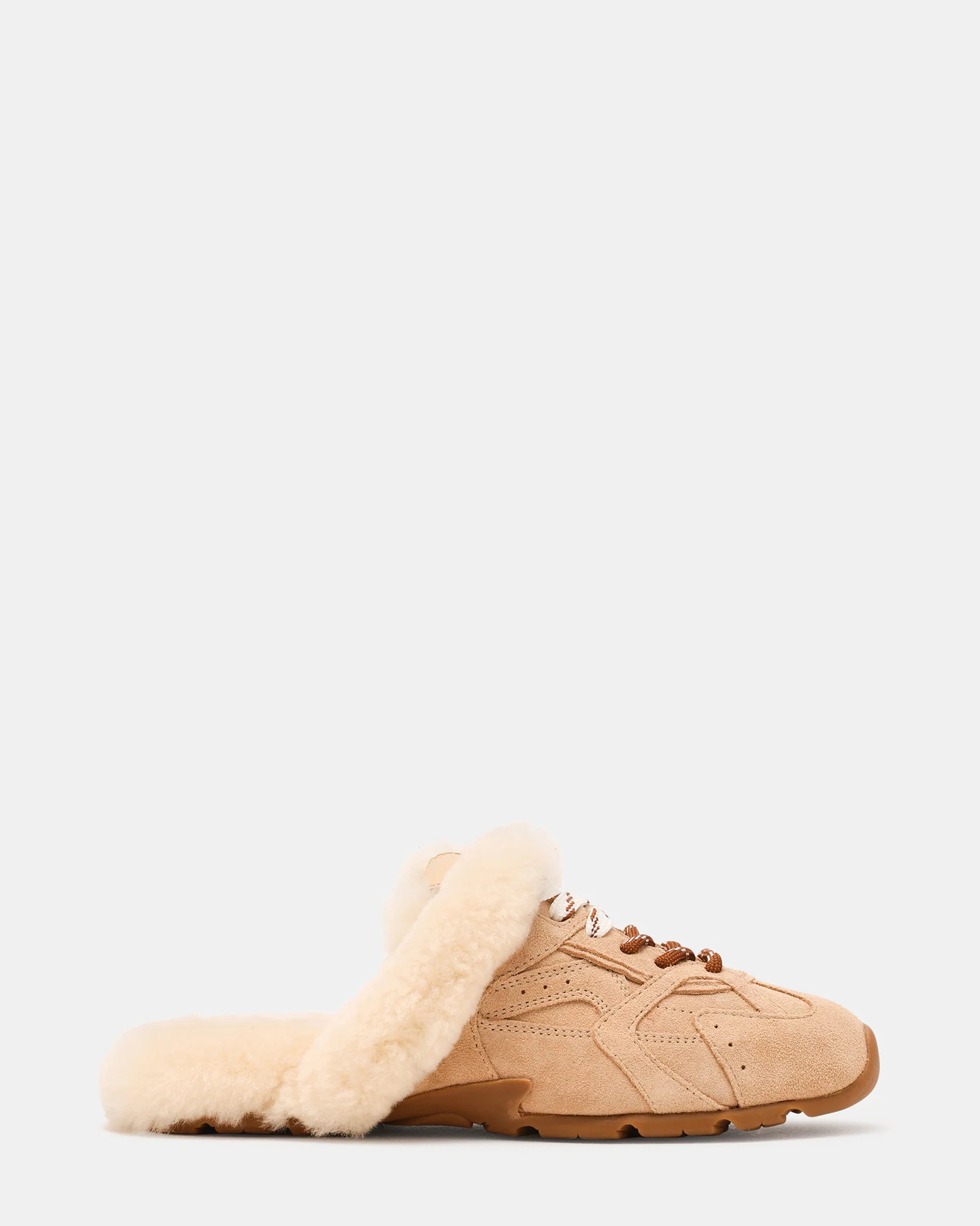 AZIEL MULE Faux Fur Natural Low-Top Lace-Up Slip-On Women's Sneaker | Steve Madden (US)