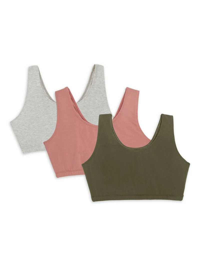 Fruit of the Loom Women's Tank Style Cotton Sports Bra, 3-Pack, Style-9012 | Walmart (US)