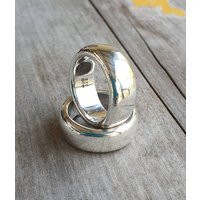 Chunky Silver Ring, 9mm Wide, Heavy Thick, Solid Sterling Silver, Handmade, Wide Wedding Ring, Dress Ring, Rounded Band, Unisex, D Ring | Etsy (US)