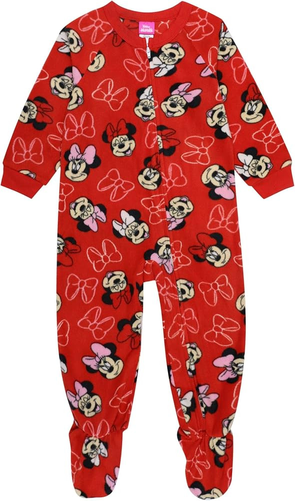 Toddler Girls Minnie AOP Blanket Sleeper - 3T Red | Amazon (US)