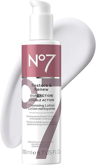 No7 Restore & Renew Dual Action Cleansing Lotion, 6.7 Fl oz | Amazon (US)