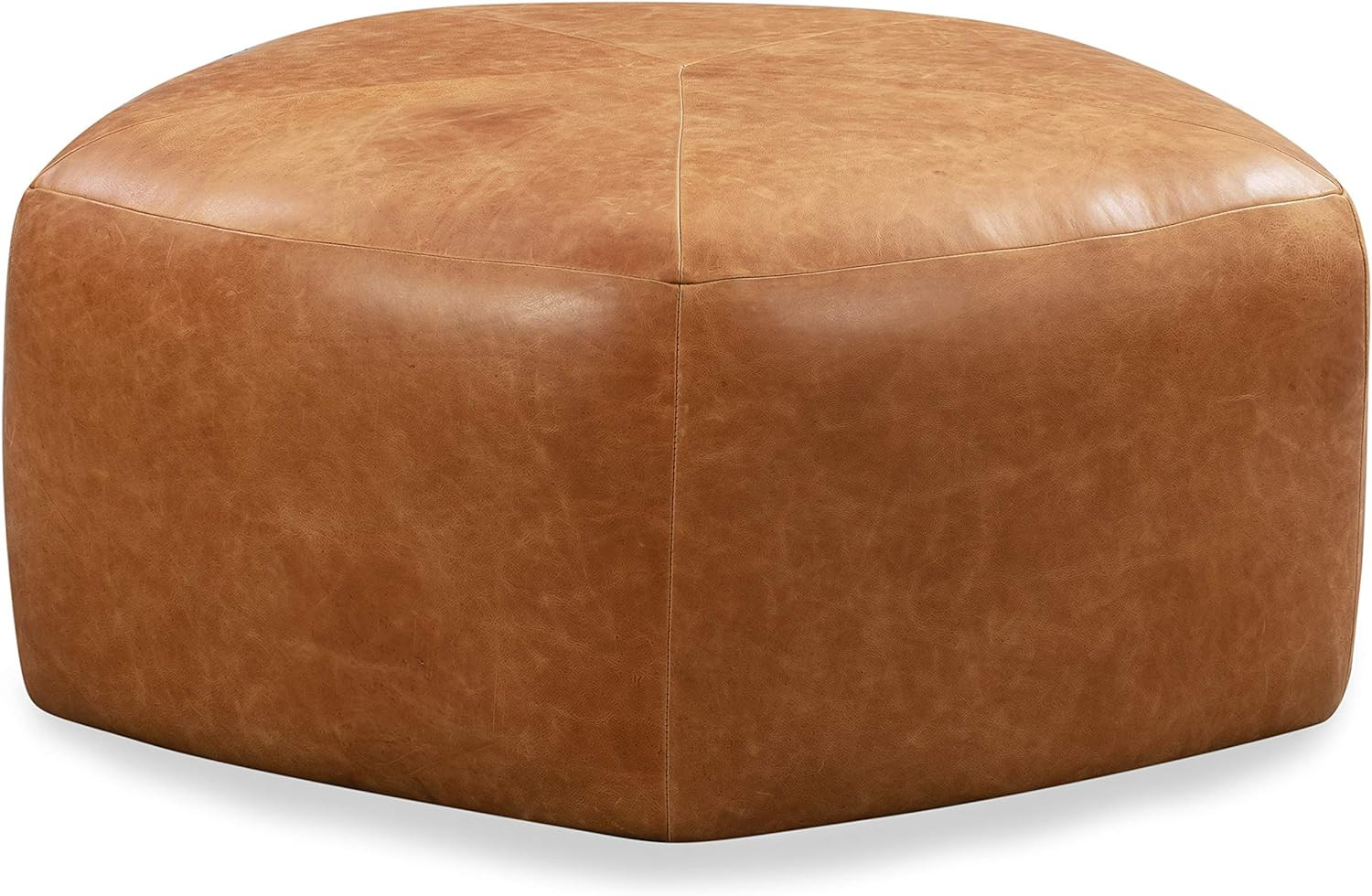 POLY & BARK Porto Modern Leather Ottoman Pouf (Cognac Tan) | Amazon (US)