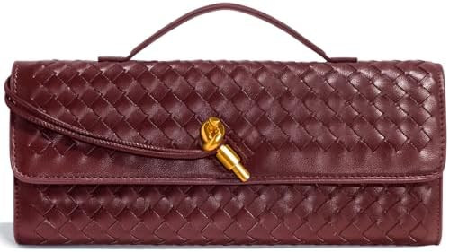 Woven Clutch Purses for Women, Formal Satchel Leather Evening Bag Shoulder Handbag | Amazon (US)
