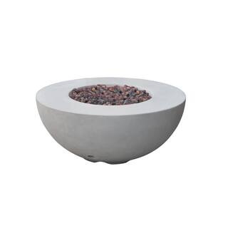 Modeno Roca 34 in. x 15 in. Round Concrete Natural Gas Fire Bowl in Light Gray OFG107-NG - The Ho... | The Home Depot
