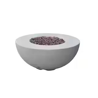 Modeno Roca 34 in. x 15 in. Round Concrete Natural Gas Fire Bowl in Light Gray OFG107-NG - The Ho... | The Home Depot