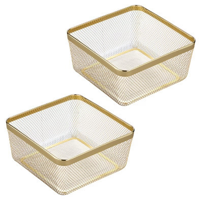 Metal Mesh Pantry Basket for Kitchen Storage - Set of 2 - Gold | Target