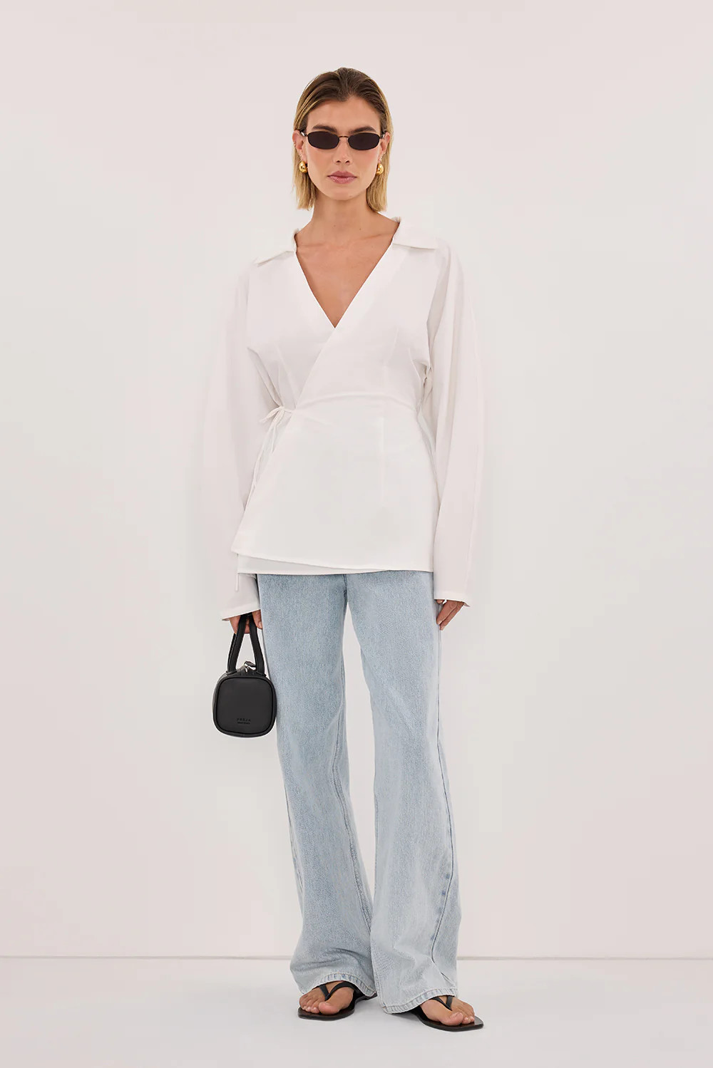 SIENA WHITE POPLIN WRAP SHIRT | DISSH